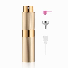 LISAPACK 8ml Perfume Atomizer Spray Bottle, 1pcs Travel Cologne Sprayer Refillable, Empty Mini Portable Perfume Dispenser (Gold)