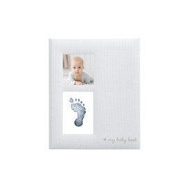 Kate & Milo Linen Babybook with Print and Ink Pad, Gray