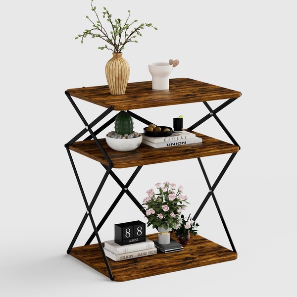 IRCPEN 3-Tier End Table, Narrow Side Table, Farmerhouse Bedside Table,