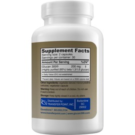 Transfer Point Immune Support Supplement Highly Purified Beta 1,3D Glucan 100 mg per Capsule (beta-glucan Fiber) (Pack of 3)