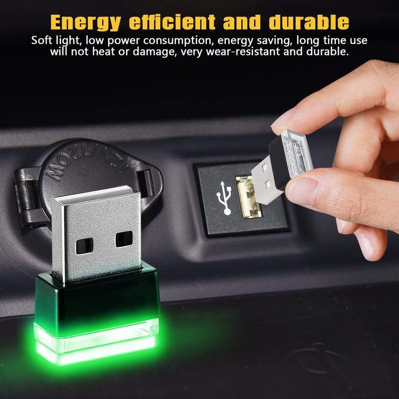 Wuyaoyao 4PCS USB LED Car Interior Atmosphere Lamp, Plug-in USB