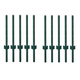 3 Feet Metal Fence Post Garden Fence U Post Green, Pack of 10, for 24 Inch High Garden Welded Wire Fence U-Channel Steel Garden Post Sign Post
