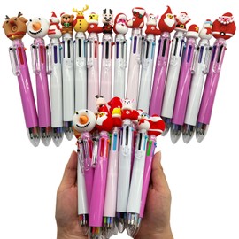 KASURE Pack of 15 Christmas Pens, Ballpoint Pens, Christmas Motif, Christmas Ballpoint Pens, for Use in Schools, Offices, Homes