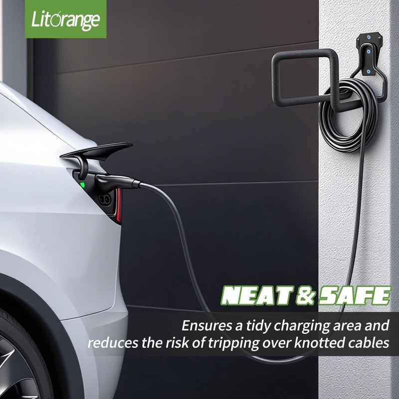 LitOrange 1 PCS EV Charging Cable Holder, Heavy Duty Wall