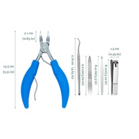 Juego de 5 cortaúñas gruesas, cortaúñas encarnadas, cortaúñas de pedicura, herramienta de hoja curvada súper afilada, cortaúñas para uñas gruesas y cortaúñas mayores con mango de goma de fácil agarre