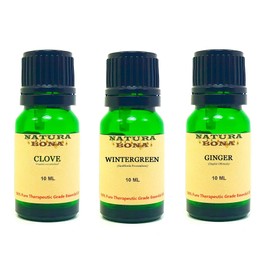 Essential Oil Sets 100% Pure & Therapeutic Grade for Diffusers Body Massage Skin Aromatherapy; 3-Pack EO Kit, 10ml each Euro Glass Droppers (Clove, Wintergreen, Ginger)