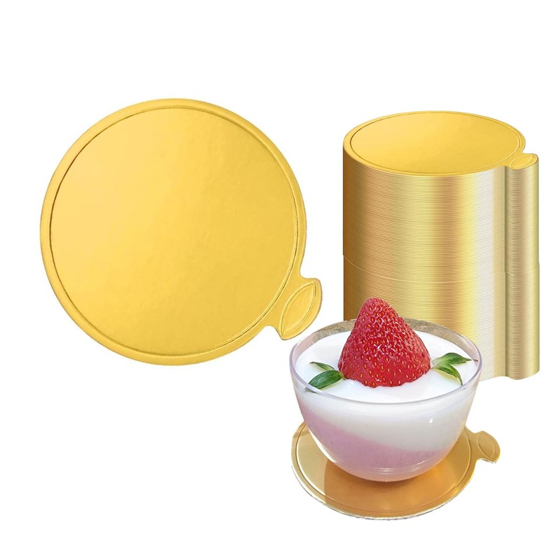 200pcs Mini Golden Cake Boards Round and Square Cupcake Base