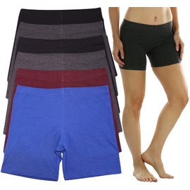 ToBeInStyle Bermudas de cintura alta de mezcla de algodón para mujer, Paquete de 6: surtido clásico de longitud corta, S