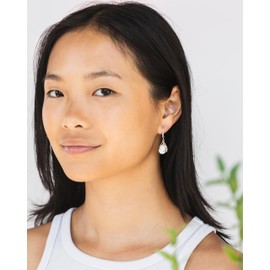 Bottled Up Designs Handmade Filigree Teardrop Earrings, Recycled Vintage Milk Glass, Sterling Silver, Eco Friendly, Made in USA, Mothers Day, Women, Anniversary (White Cold Cream Jar)