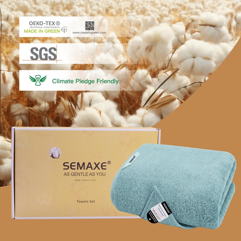 SEMAXE Bath Towel for Bathroom, 100% Cotton Towel with Hanging