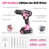 WORKPRO Pink Tool Kit with Drill, Tool Set with 20V