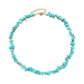 Mingjun Handmade Adjustable Turquoise Stone Choker Necklace Summer Beach Necklace for Women Girls, Turquoise, Turquoise