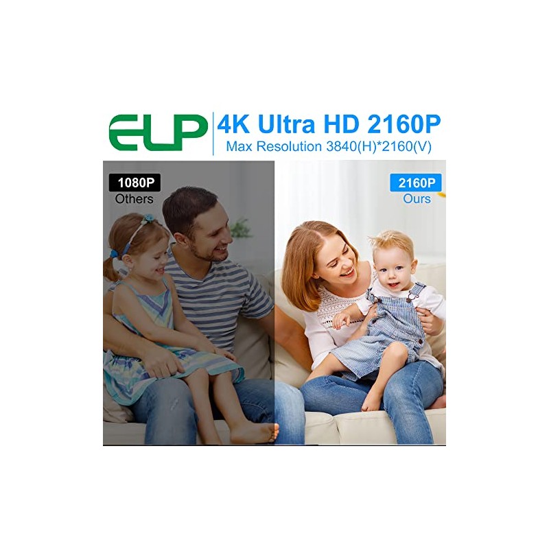 ELP Cámara USB 4K con micrófono Zoom manual Cámara web