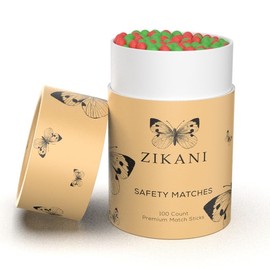 ZIKANI Red and Green Tip Fancy Matches 4" Match Refill and Striker 100 Long Matches Short Matches Wooden Matches Bulk Matches Decorative Matchsticks for Cloche Jar Box Fireplace - Striker Pad Included