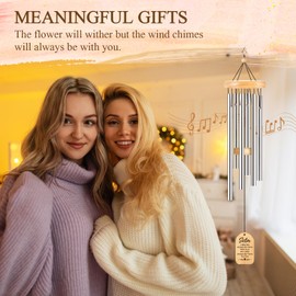 Milcier Sister Birthday Gifts, Sisters Gifts from Sisters Brother, Sisters Wind Chimes, Unique Christmas Mothers Day Valentines Day Gift for Sister, Bestie, Silver, Butterfly, 25.5 inch