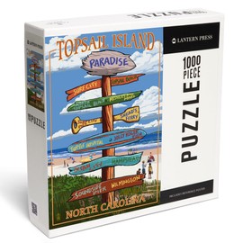 Lantern Press Topsail Island, North Carolina, Destination Sign, 1000 Piece Jigsaw Puzzle for Adults, Made in USA with Reference Poster