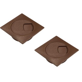 Gedotec Cable guide desk made of sturdy ABS plastic, 2 pieces square cable passages, 80 mm, Plaza, cable box, brown, cable guide square for push-in, cable duct desk