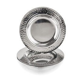 Godinger Coasters Hammered Grape Stainless Steel, Dining Tables, Coffee Tables, and Office Desks, Easy Care Set of 4