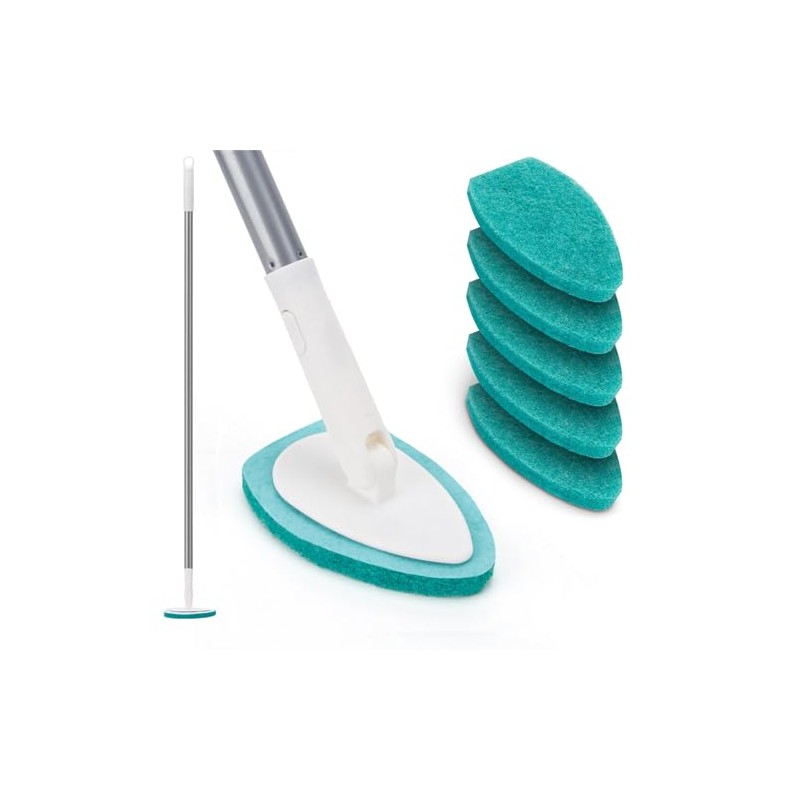 Shower Scrubber with Long Handle, 47'' Bathtub Scrub Brush, Bathroom