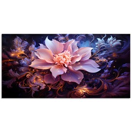 TutuBeer 1 Panel Purple Flower Pictures Purple Paintings Abstract Flower Pictures Wall Decor Abstract Flowers Print on Canvas Plum Color Wall Art for Home Decor Stretched and Framed 16x32 inch