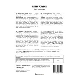 Cupplement - Reishi 60 g Powder - Free Scoops - Organic - No Capsule or Extract - Supplement - Superfood - Mushroom - Dietary Supplement - Mushrooms - Highest Quality - Organic