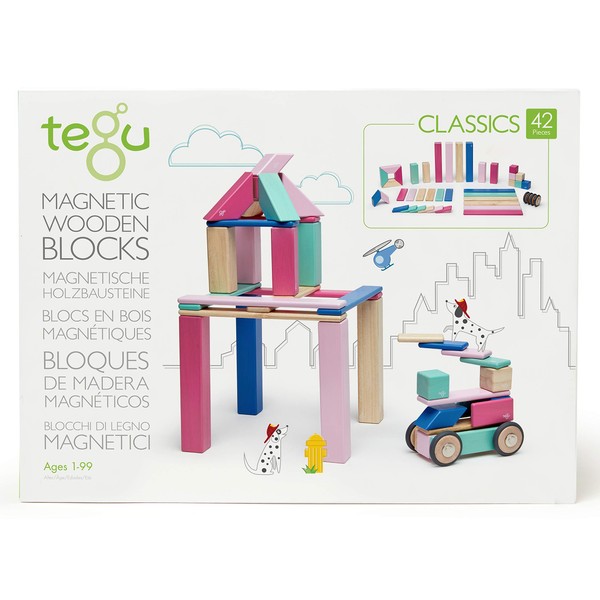 42 Piece Tegu Magnetic Wooden Block Set, Blossom