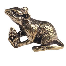 Yerdos Brass Animal Mice Love Rice Figures Car Key Chain Pendant Jewellery DIY Keychain Hanging Accessories Cute Rat Keyring Gifts, yellow