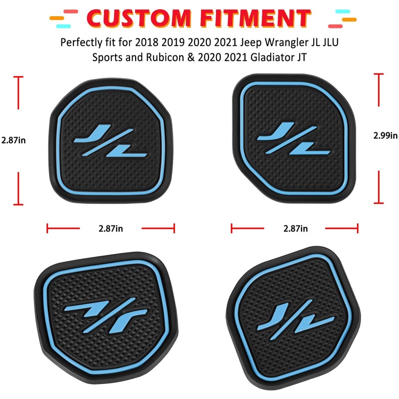 LAIKOU 4PCs Anti dust Mat Inserts Coaster fit for Jeep