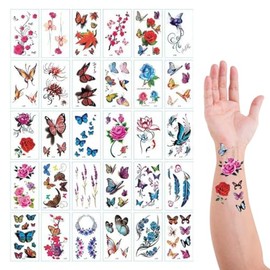 100 Tatuajes Temporales Dibujos Animados Tatuaje Falso Pegatinas 30 Hojas Pegatina Femenina Duradera Resistente Al Agua Niños Fiesta de Cumpleaños Regalo Bolsas Relleno (Colores/Paq 5)