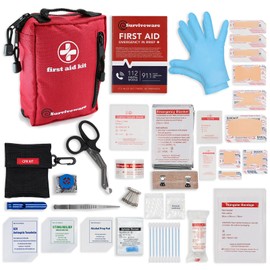 Surviveware 98 Pcs Comprehensive Premium Survival First Aid Kit - Medical Emergency Kit for Travel Camping Gear, Home Essentials & Outdoor Emergencies - HSA & FSA Eligible Survival Kit
