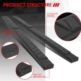 Auto Dynasty 5" Running Boards Compatible with Ram 1500 Crew Cab 19-24, Stainless Steel Nerf Bars, Black Powdercoated Non-Slip Side Steps