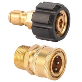 Sanpaint Pressure Washer Quick Connect Fittings, Quick Connect Kit M22 15mm to 3/8 Inch, 2 Pieces