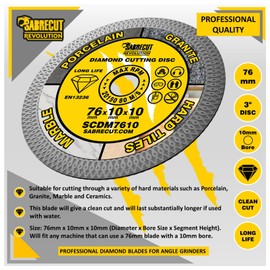 1 x SabreCut SCDM7610 76mm (3 inch) x 10mm x 10mm Bore Mesh Turbo Diamond Angle Grinder Circular Saw Blade