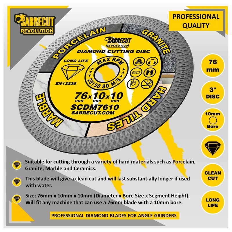 1 x SabreCut SCDM7610 76mm (3 inch) x 10mm x