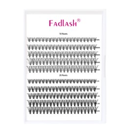 FADLASH Lash Clusters 10D+20D C Curl Lashes Clusters with Weightless and Soft Material Reusable Eyelash Clusters DIY Application at Home (10D+20D-0.07C, 8-16mm)