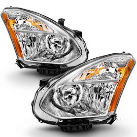 ACANII - For [Halogen Model] 2008-2013 Nissan Rogue Chrome Headlights Headlamps OE Style Replacement Pair Set Left+Right