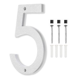 PATIKIL 8 Inch House Numbers, House Address Number Plate, Large Floating Modern House Number with Screws for Exterior Door Wall Street, Silver, 5