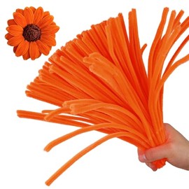 ESUOHYM 100 PCS Orange Pipe Cleaners Craft Bulk DIY Art Supplies for Kids, Adults Crafts, Thick Chenille Stems Fuzzy Wire Sticks Holiday Decorations and School Supplies
