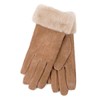 Isotoner Ladies Three Point Suede Gloves With Faux Fur Cuff