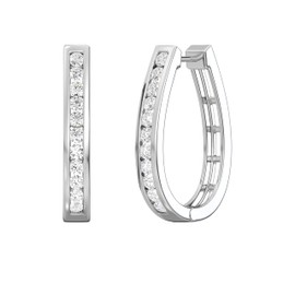 Gilded 1 Cttw Lab Grown Diamond Oblong Hinged Hoops, Elegant Everyday or Special Occasion Jewelry, Ethical & Sustainable