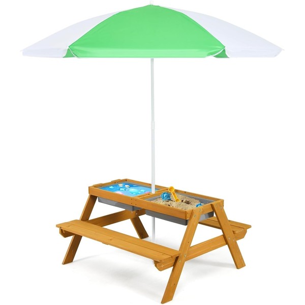 Olakids Kids Picnic Table, 4 in 1 Outdoor Toddler Sand