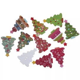 Shelly's Buttons and More Printed Holiday Trees - Shelly's Buttons - Christmas - 2 Hole Craft Scrap Sewing