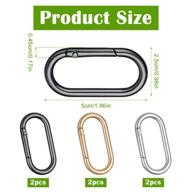 6PCS Key Hook for Purse ，Ymapinc Oval Keychain Clip， Suitable for Keys, Bags, Handbags, Crafts - 1.97 X 1.00inch Gold, Silver, Black