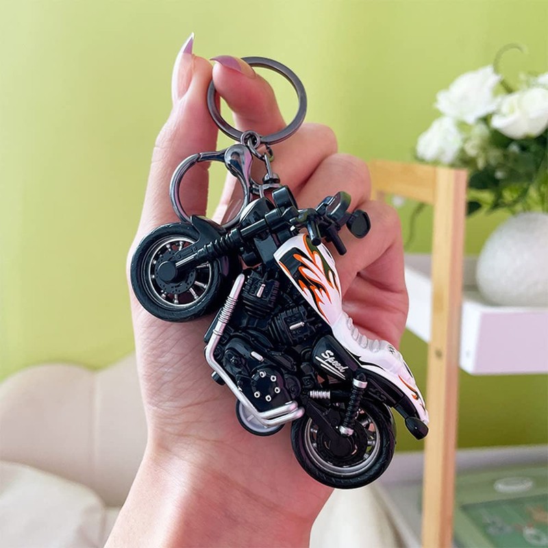 Pouoir motorcycle keychain (H-White)