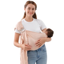 vrbabies Baby Sling Carrier,Double-Ring Baby Sling Newborn to Toddler,Lightweight Baby Wrap Carrier for Front & Hip Carry(10 to 30 LB) Pink