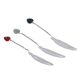 3Pcs Metal Feather Bookmarks Set Vintage With Crystal Pendant Teacher Appreciation Mothers Day Valentines Gift B Type
