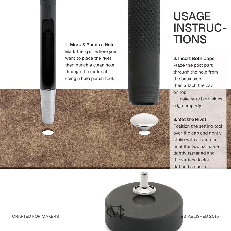 CRAFTMEMORE Rivet Setter for Double Cap Rivet Stud, Rivet Setting