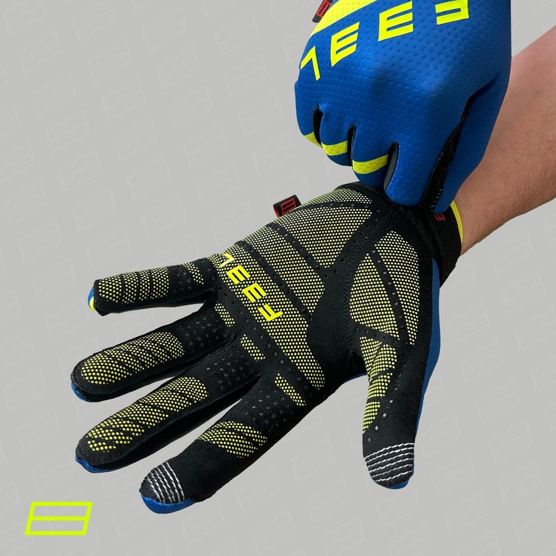 F33L SR3 Diamond Sim Racing Gloves - Blue/Yellow (Medium)