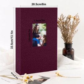 Lanpn Photo album, 10 x 15, 300 compartments, linen, horizontal, 10 x 15 cm, slip pocket, violet