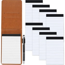 Marte Vanci Mini Pocket Notebook A7 Notepad Holder Memo Pad with 50 Sheets Set with 8 Pcs 60 Lined Refill Paper Small PU Leather Notebook Notepads with Pen for Quick Notes To Do Lists Brown